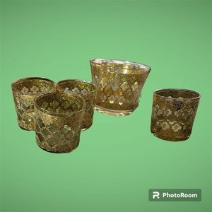 Vintage Culver Valencia Lowball 22K Gold Glassware Set